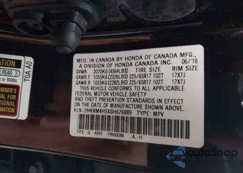 2016 Honda Cr-V Ex from USA, damaged, VIN 2HKRM4H5XGH676889